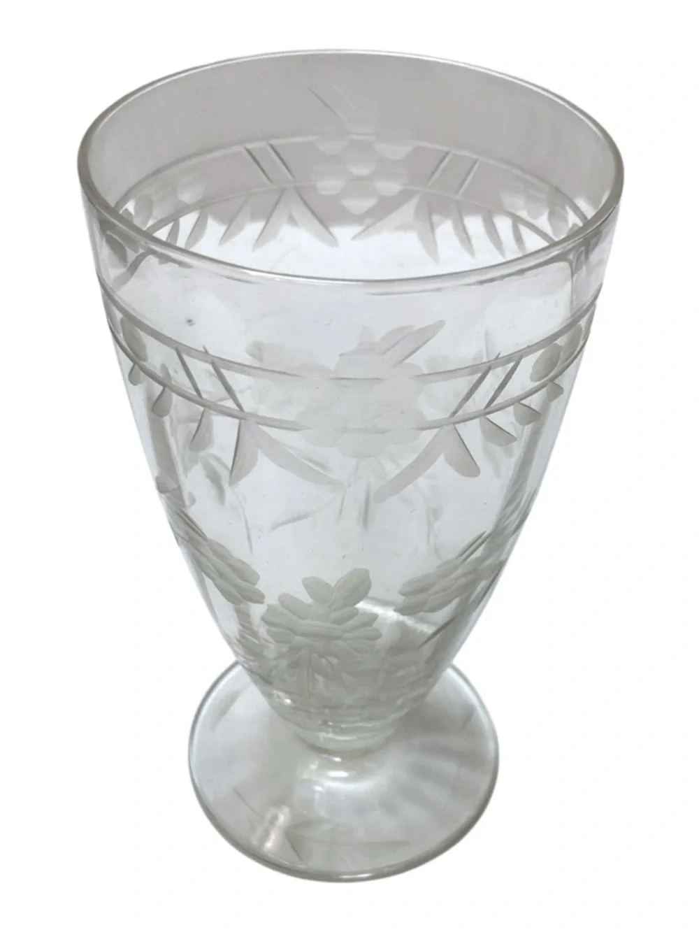 6 Rock Sharpe 2011-27 Cut Crystal Iced Tea‎ Glasses Floral Vintage Tall Tumblers